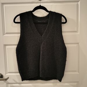 Nasty Gal Black Fuzzy Knit Vest